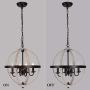 Q&S Rustic Farmhouse Light Fixture, Industrial Metal Pendant Light, ORB and Oak White Vintage Chandelier, 4 Lights Round Chandelier Fixture for Kitchen Island Dining Room,E12 D16.85 ''H 67.37 ''