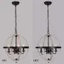Q&S Rustic Farmhouse Light Fixture, Industrial Metal Pendant Light, ORB and Oak White Vintage Chandelier, 4 Lights Round Chandelier Fixture for Kitchen Island Dining Room,E12 D16.85 ''H 67.37 ''