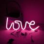 NiniTe LIGHTS Love Neon Light, Cute Neon Love Sign, Battery or USB Powered Night Light as Wall Decor for Kids Room, Bedroom, Festival, Party (Pink)