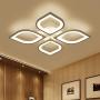 LITFAD 4 Heads Petal Semi Flush Light Monochromatic LED Ceiling Light Fixture 110-120V 40W Modern Acrylic Ceiling Lamp with White Metal Canopy for Living Room Bedroom Restaurant - Warm Light
