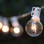 Romasaty 50FT Outdoor String Lights G40 Clear Globe String Lights Light Bulbs with 52 Clear Bulbs -5 Watt/120 Voltage/E12 Base -White Wire