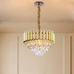 Modern Crystal Pendant Light 3 Tiers Raindrop Crystal Chandelier Round Chandelier Flush Mount Ceiling Lighting Fixture for Living Room Dining Room Lobby Restaurant,E12x5 Lights,Gold