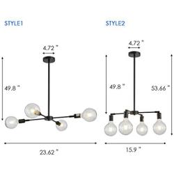 ANJIADENGSHI Sputnik Chandelier Lighting Modern Iron Pendant Light with 4 E26 Bulb for Living Room Dining Room Kitchen Bedroom Matte Black