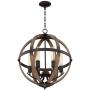 Kimpton Dark Bronze Wood Orb Chandelier 21'' Wide Rustic Farmhouse LED 6-Light Fixture for Dining Room House Foyer Kitchen Island Entryway Bedroom Living Room - Franklin Iron Works