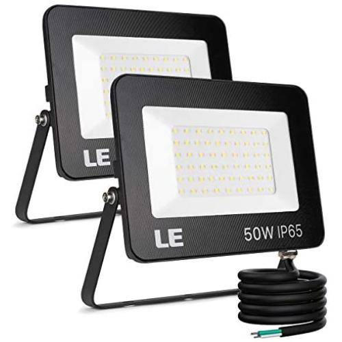 LE 50W Outdoor LED Flood Light 4200lm Super Bright Outside Floodlight Fixture, Waterproof 5000K Daylight White Commercial Security Lighting for Yard, Garden, Pack of 2