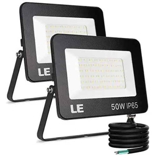 LE 50W Outdoor LED Flood Light 4200lm Super Bright Outside Floodlight Fixture, Waterproof 5000K Daylight White Commercial Security Lighting for Yard, Garden, Pack of 2