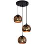 Weesalife 3-Light Pendant Light Industrial Cluster Hanging Pendant Lights with Snowflake Pattern Adjustable Farmhouse Dome Pendant Lighting for Kitchen Island Dining Room Restaurant Black