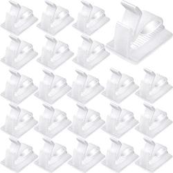 120 Pieces Mini Outdoor Cable Clips with Adhesive Tapes Self-Adhesive Hooks Wire Holder Light Clips Decoration Clips for Fairy Light (Medium, White)