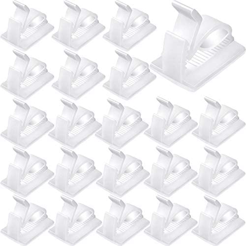 120 Pieces Mini Outdoor Cable Clips with Adhesive Tapes Self-Adhesive Hooks Wire Holder Light Clips Decoration Clips for Fairy Light (Medium, White)