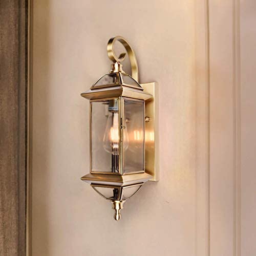 Gaze Outdoor Wall Lights 16.9''H Exterior Wall Lantern,Oil Rubbed Brass Wall Sconce Light Fixtures with Clear Glass for Patio, Garage, Front Porch 1 Pack,Bulb Not Included