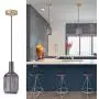 Glass Pendant Light Mini 1-Light Pendant Light Fixture for Kitchen Island Vintage Blown Glass Hanging Light Grey Lantern Shade for Hallway,Dining Room,Balcony,Foyer,Christmas Gift,MAX40W E26 Bulb