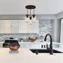 bgLight Farmhouse Semi Flush Mount Mason Jar Glass Lights, 3 Lights Oil Rubbed Ceiling Fixture Cluster Pendant Light for Kitchen Island Living Room Dining Room Bedroom, Black