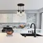 bgLight Farmhouse Semi Flush Mount Mason Jar Glass Lights, 3 Lights Oil Rubbed Ceiling Fixture Cluster Pendant Light for Kitchen Island Living Room Dining Room Bedroom, Black