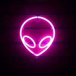 Wanxing Alien Neon Light Pink Led Signs Wall Decor, Battery or USB Operated Alien Lamp Warm Alien Neon Signs Light up for Home,Kids Room,Bar,Festive Party,Christmas,Wedding