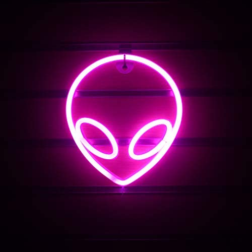 Wanxing Alien Neon Light Pink Led Signs Wall Decor, Battery or USB Operated Alien Lamp Warm Alien Neon Signs Light up for Home,Kids Room,Bar,Festive Party,Christmas,Wedding