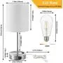 Touch Control Table Lamp, 3-Way Dimmable Lamp with 2 Fast Charging USB Ports & Power Outlet, Bedside Lamp, Nightstand Lamp, USB Lamp for Bedroom, Living Room, Office, Daylight White Bulb Included