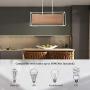 Vinsniv Modern Premium Rectangular Linear Kitchen Island 5-Light Linen Chandelier Light, Coffee Fabric Shade, Chrome Finish Metal Frame, Adjustable Ceiling Pendant for Dining Room, 35.43''L E26 009