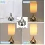 Yoxdalmk 3-Way Dimmable Touch Control Table Lamp Set of 2, Modern Bedside Desk Lamp with Dual USB Charging Ports, White Fabric Lampshade Nightstand Lamp for Bedroom, Living Room (LED Bulbs Included)