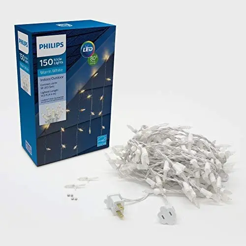 PHILIPS 150 LED Warm White Faceted Mini Icicle Lights PHILIPS 150 LED Warm White Faceted Mini Icicle Lights