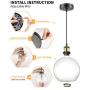 WENFENG Industrial Mini Pendant Light Fixtures, Adjustable Height Flush Mount Hanging Ceiling Lamp, Clear Globe Glass Shade E26 Base for Kitchen Island Dining Room Living Room Hallway Entryway