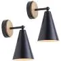 MWZ Rustic Farmhouse Black Metal and Wood Wall Sconce Adjustable Lamp，2 Pack ,Rustic Wall Lighting Fixture for Bedroom, Living Room, Headboard, Garage, Porch