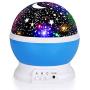 Luckkid Baby Night Light Moon Star Projector 360 Degree Rotation - 4 LED Bulbs 9 Light Color Changing with USB Cable, Unique Gifts for Men Women Kids Best Baby Gifts