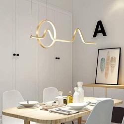 Minimalist LED Chandelier Modern Pendant Light Metal Hanging Ceiling Light Fixture Adjustable Chain Hanging Lamp for Dining Living Rooms Kitchen (Gold)