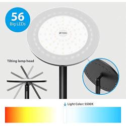 TROND LED Torchiere Floor Lamp, Modern Sky Tall Dimmable Lamp 30W, 5500K Natural Daylight, Max. 5000lm, 71-Inch, 30-Min Timer, Standing Pole Uplight for Living Room Bedroom Office, Black