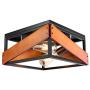 Iporovon Rustic Flush Mount Ceiling Light Fixture, 2-Lights Adjustable Angle Metal & Wood Square Farmhouse Ceiling Light Fixture for Hallway, Entryway, Foyer, Kitchen, Living Room, Stairway, Black