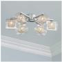 Wrapped Wire Modern Ceiling Light Flush Mount Fixture Chrome 24'' Wide 6-Light Clear Cylinder Glass for Bedroom Kitchen Living Room Hallway Bathroom - Possini Euro Design