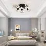 5-Light Semi Flush Mount Ceiling Light Fixture,Modern Glass Pendant Lighting,Black Chandelier for Kitchen Hallway Entryway Island Bedroom Living Room