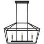 MOTINI 3-Light Kitchen Island Lantern Pendant Linear Chandelier Black Rod Hanging Light 32''x 12''x 19''