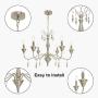 VINLUZ 6 Light Classic Dining Room Kitchen Island Chandelier in Brushed Nickel Finish Contemporary Pendant Lighting Ceiling Hanging Fixture for Living Room Kitchen Foyer