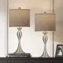 OYEARS Modern Table Lamps Set of 2 for Bedroom 24.25“ Bedside Sliver Lamps for Living Room Nightstand Table Lamps with Dark Grey Shade Brushed Nickel