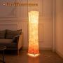 Floor Lamp, CHIPHY Dimmable Standing Lamp, 3 Levels Adjustable Brightness 12W/2 LED Bulbs(2400 Lumens, 100 Watt Equivalent) and Red Fabric Shade, Modern for Bedroom and Kids Room