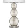 Oneach Modern Table Lamps Set of 2 for Living Room Bedside Lamp with Glass Triple Gourd White Drum Shade Bedroom 26.8'' Study Lamps Mercury Silver