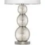 Oneach Modern Table Lamps Set of 2 for Living Room Bedside Lamp with Glass Triple Gourd White Drum Shade Bedroom 26.8'' Study Lamps Mercury Silver