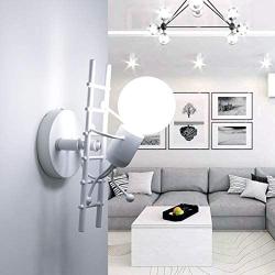 KAWELL Humanoid Creative Wall Light Indoor Wall Lamp Modern Wall Sconce Light Art Deco Iron for Bedroom, Children Room, Hallway, Restaurant, Stair, White