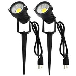 J.LUMI GSS6005 Outdoor LED Spotlights 5W, 120V AC, 3000K Warm White, Outdoor Use, Metal Ground Stake, Flag Light, Outdoor Spotlight with Stake, UL Cord 3-ft with Plug (Pack of 2)