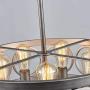 XINGQI Drum Chandelier, Rustic Pendant Lighting for Living Room, Dining Room, Bedroom, Antique Brushed Nickel with Round Metal Shade, Ceiling Light Fixture, 5 E26 Bulbs(Not Included)