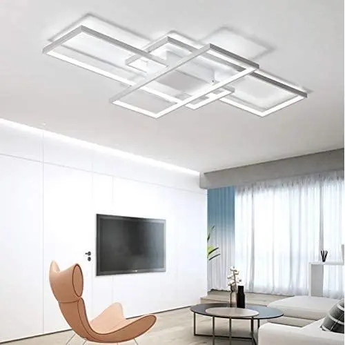 LED Living Room Dining Room Flush Mount Ceiling Light Fixtures Ceiling Hanging Lighting Dimmable Remote Acrylic Chandeliers Modern Designer 3 Rectangle Hotel Lobby Kitchen Bedroom Decor Ceiling Lamp