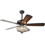 Chandelier Crystal Ceiling Fan Light with Remote Control, 52-Inch 5 Reversible Wood Blade Leaves 3 Adjustable Wind Speed Fandaliers Ceiling Fan Light for Living Room/Bedroom, Bronze + Black Chandelier Crystal Ceiling Fan Light with Remote Control, 52-Inch 5 Reversible Wood Blade Leaves 3 Adjustable Wind Speed Fandaliers Ceiling Fan Light for Living Room/Bedroom, Bronze + Black