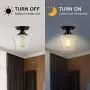 Semi Flush Mount Ceiling Light, Industrial Flush Mount Light Fixture with Clear Glass Shade Ceiling Light Fixtures for Hallway, Entryway, Kitchen, Dining Room, Laundry Room (Black+Gold)