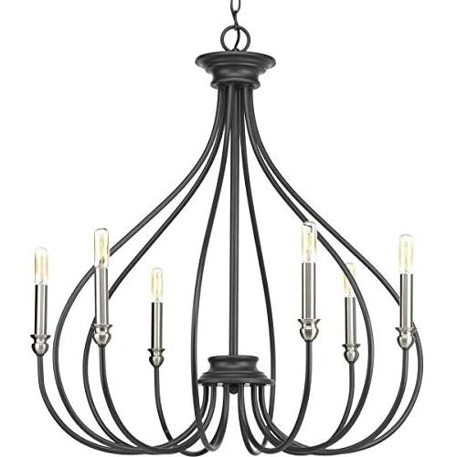 Progress Lighting P400030-143 Whisp Six-Light Chandelier, Graphite