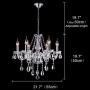 Beirio Modern Contemporary Elegant K9 Crystal Glass Chandelier Luxurious 6 Lights Pendant Ceiling Lighting Fixture for Living Room Bedroom and Dining Rome Chrome Easy to Install (21.7× 19.7 inch)