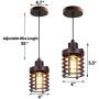 CMNNQ Mini Pendant Light, Metal Cage Shade Hanging Light Fixture, Adjustable Vintage Edison Farmhouse Lamp for Kitchen Island Dining Room Entryway Foyer Table Hallway, 3-Pack (Bronze)