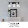 VINLUZ Farmhouse 3-Lights Vanity Lighting Fixtures for Bathroom Matte Black with Tapered Clear Glass Wall Mount Light Industrial Rustic Lights Wall Lighting Living Room Dining Room Bedroom VINLUZ Farmhouse 3-Lights Vanity Lighting Fixtures for Bathroom Matte Black with Tapered Clear Glass Wall Mount Light Industrial Rustic Lights Wall Lighting Living Room Dining Room Bedroom
