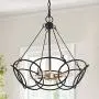LOG BARN Modern Chandelier Black and Gold, Farmhouse Dining Room Hanging Light Fixture, 4-Light, Matte Black with Aged Brass Finish, 19.5” Dia