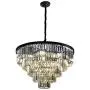 TFCFL Modern Crystal Chandeliers, 14-Light Contemporary Pendant Lamp 5-Tier Ceiling Lighting Fixture with Adjustable Chain for Dining Room Living Room Bedroom (Black)