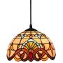 Tiffany Style Pendant Lamp in Vintage Baroque Stained Glass Art Ceiling Lamp Hanging Fixture for Dining Room Bar Restaurant Chandelier,110-240V,E27,10inch